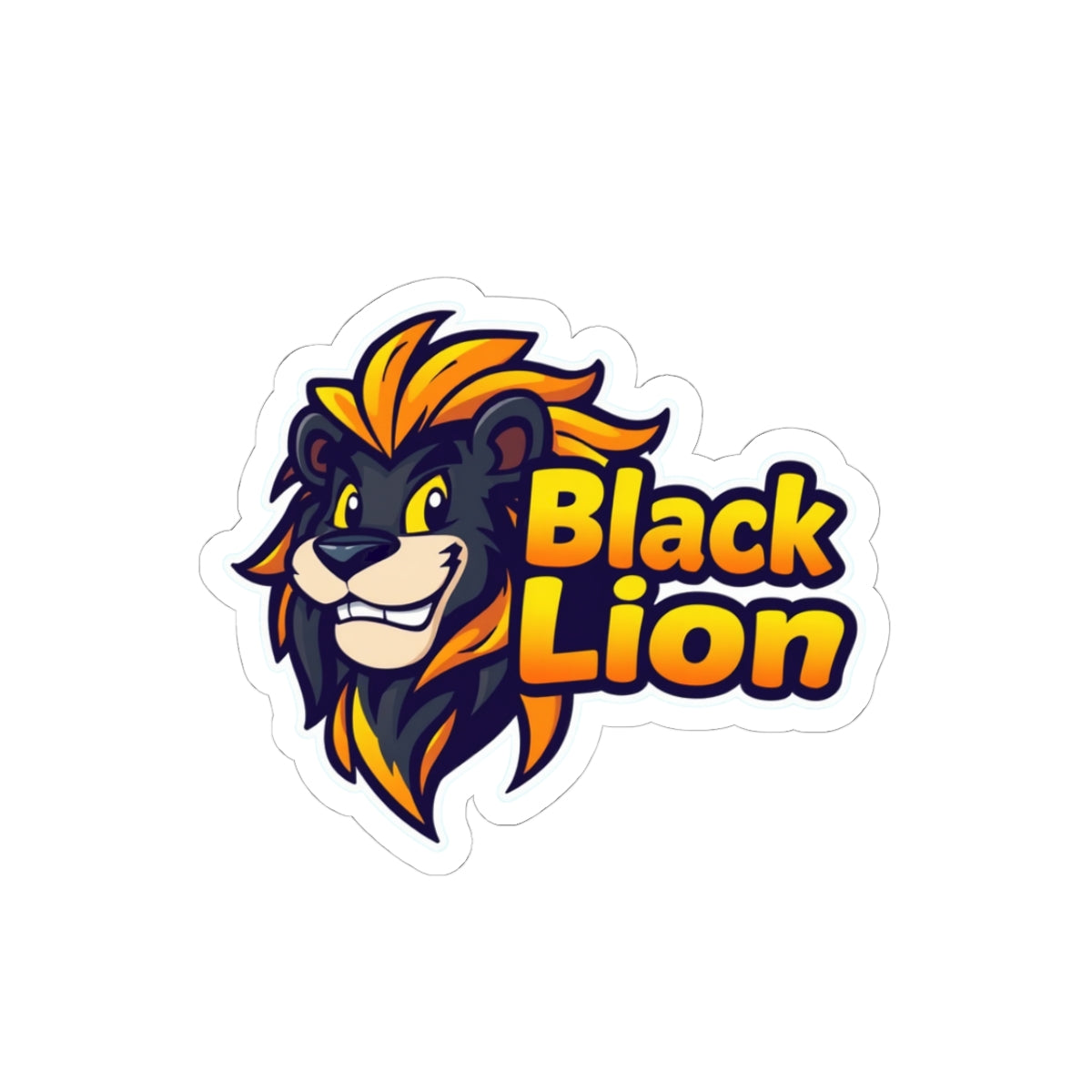 Black Lion Kiss-Cut Stickers - Bold and Playful Animal Decals for Laptops & Water Bottles